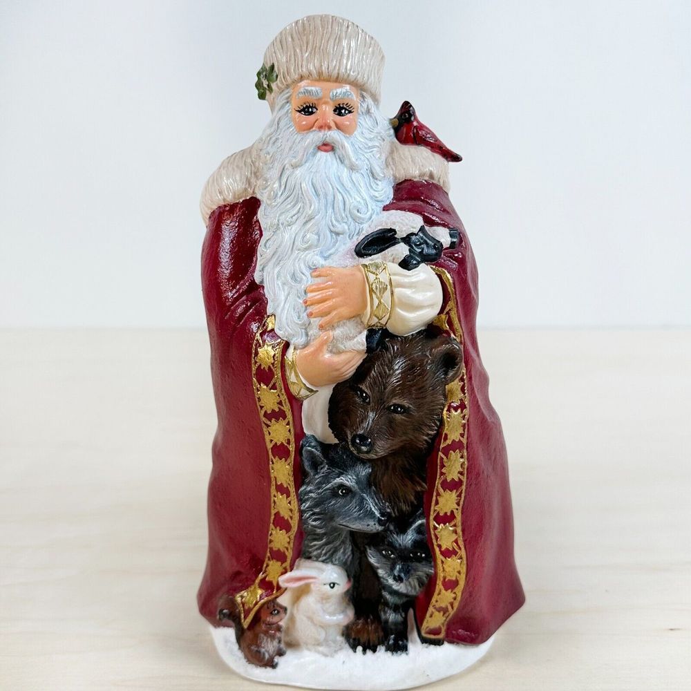 Provincial Mold 89 Hand Painted Christmas Santa And Animals 9.5" Old World